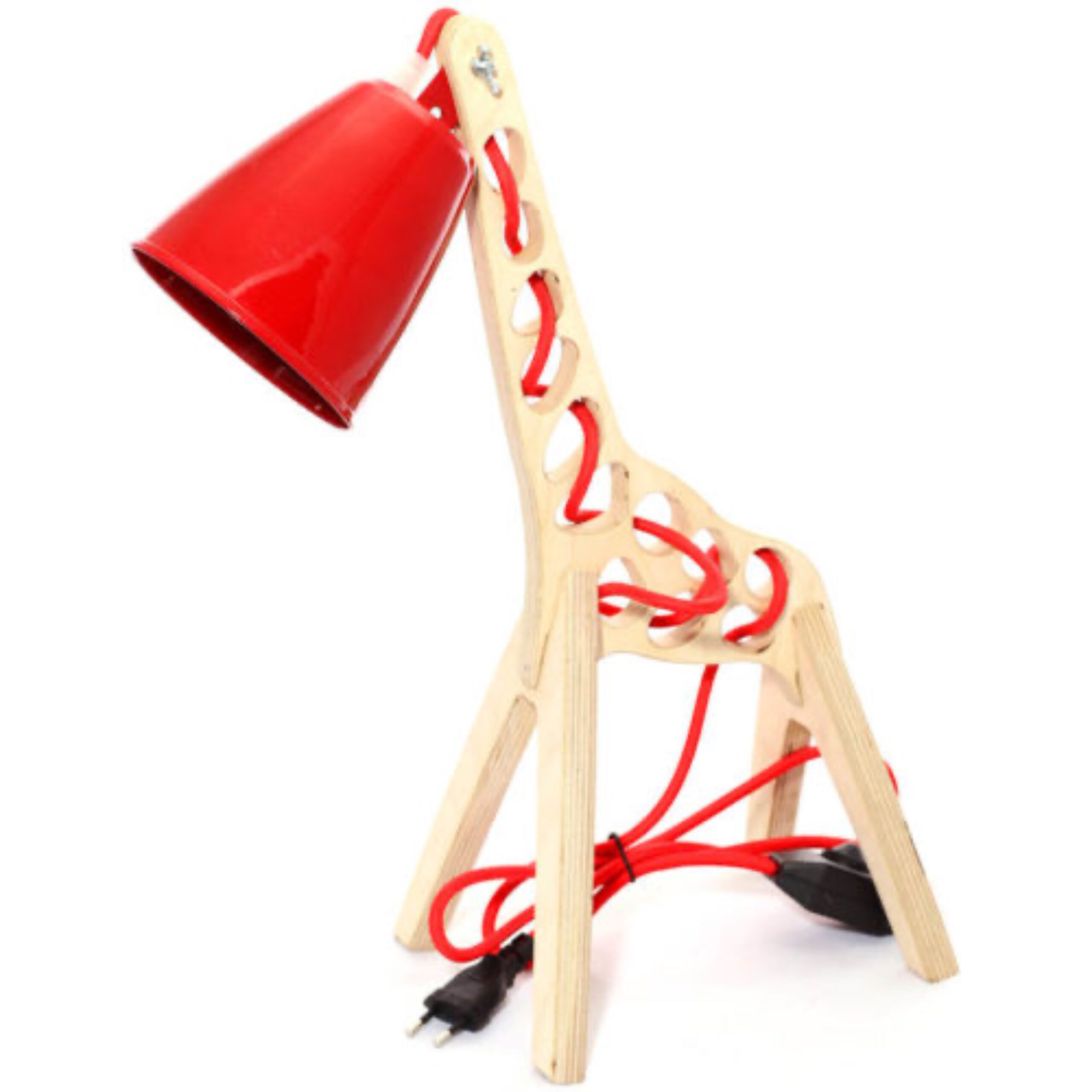 Handcrafted Wooden Giraffe Figurine Desk Lamp – Sculptural Decor