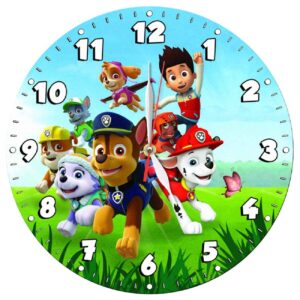 Wooden Nursery Wall Clock for Children’s Room with PAW Patrol Design
