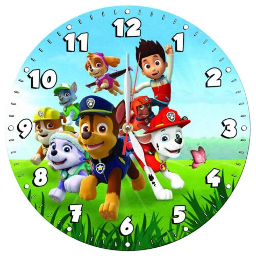 Wooden Nursery Wall Clock with PAW Patrol Design – Playful Decor for Kids’ Rooms and Children’s Bedrooms