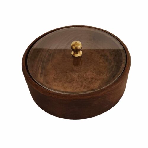 Handcrafted Wooden Sugar Bowl with Glass Lid