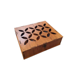 Geometric Print Tea Organizer – Wooden Box with Ample Storage