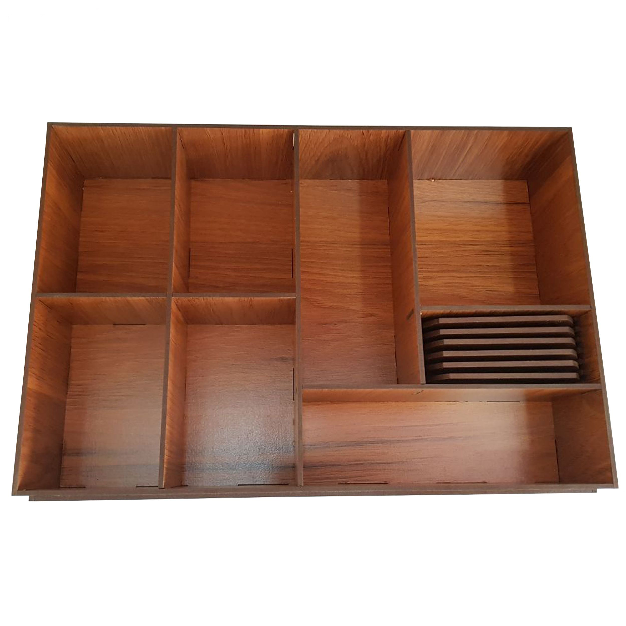 Handmade Wooden Tea Box Organizer – Multi-Functional Divided Compartments