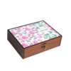 Floral Design Tea Organizer Chest – Handcrafted Wooden Box