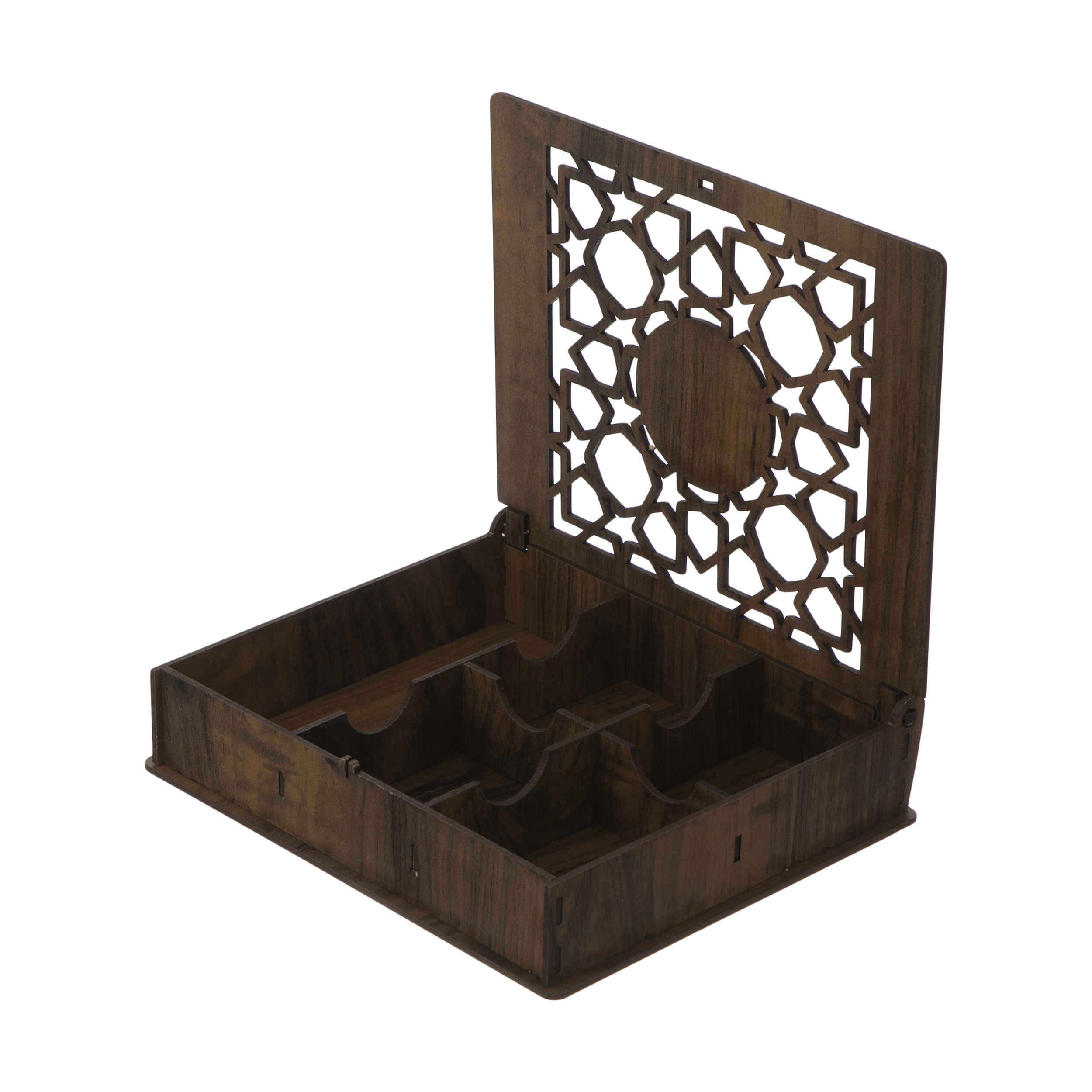 Wooden Tea Storage Chest with Persian Calligraphy Accents