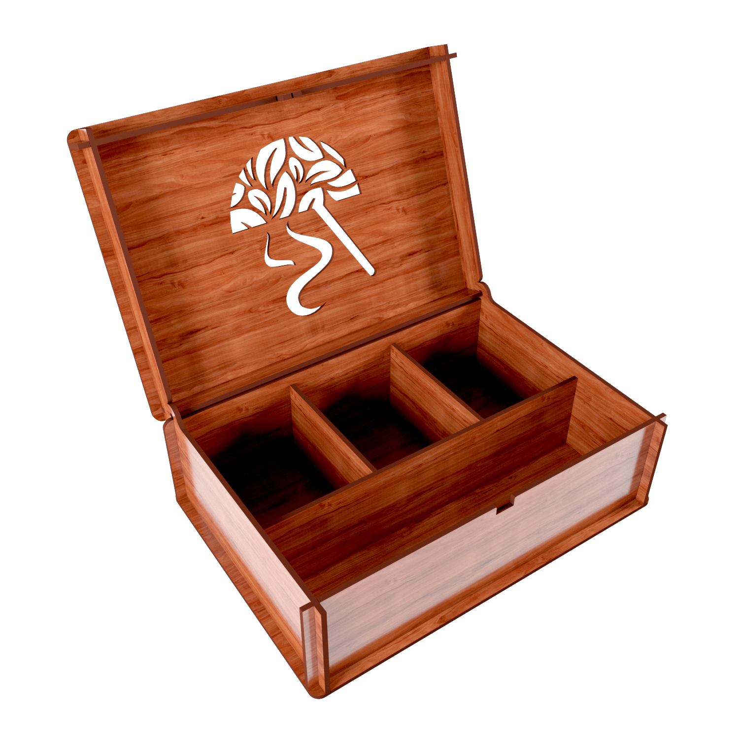 Divided Wooden Tea Box Organizer – Practical & Rustic Style