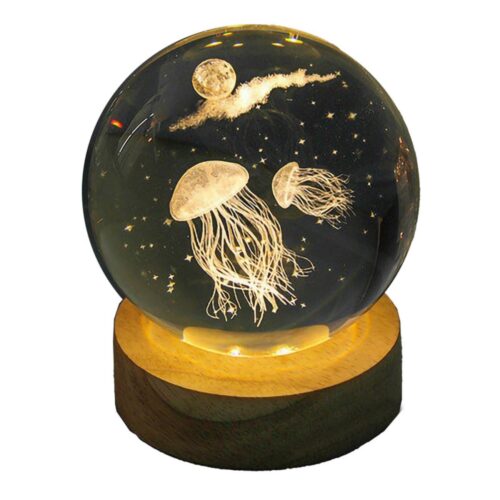 3D Crystal Ball Lamp with Jellyfish Design