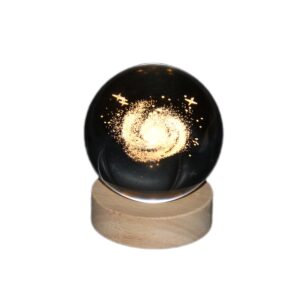 3D Crystal Ball Night Light Milky Way with Wooden Base