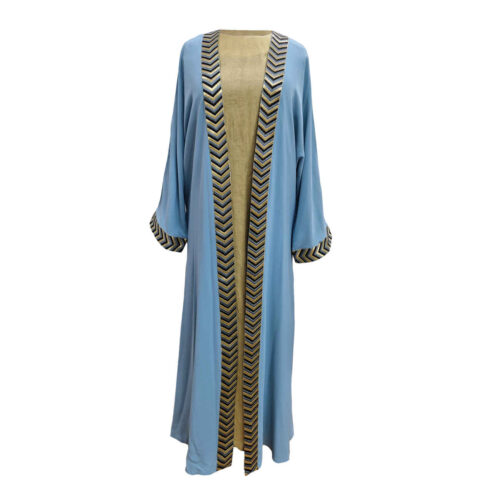 Elegant Abaya with Long Sleeves and Chevron Design