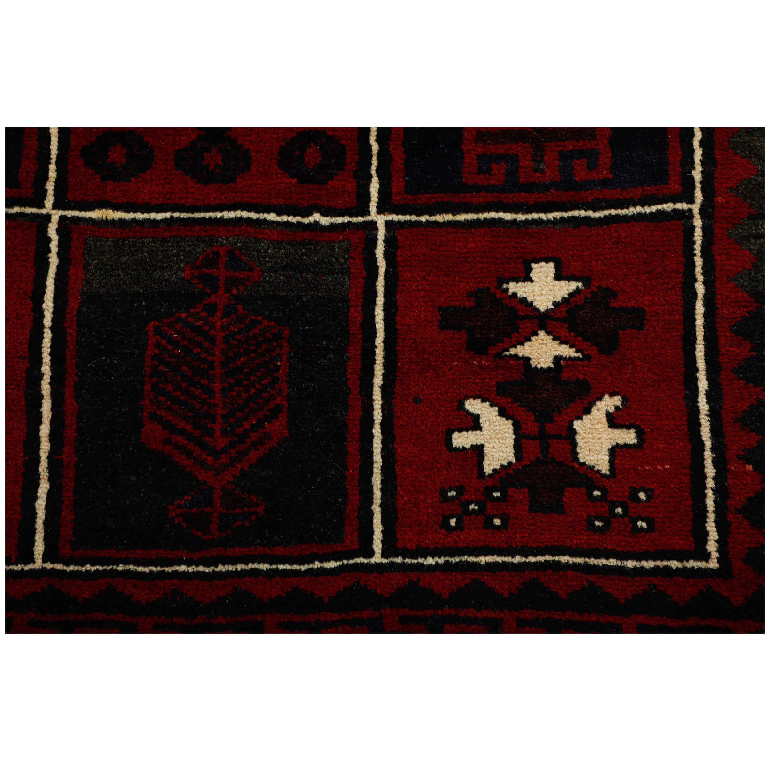 Hand-Knotted Persian Chaharmahal & Bakhtiari Tribal Panel Rug – Red Wool