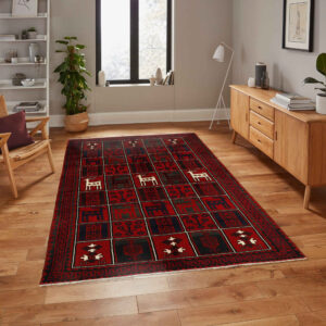 Hand-Knotted Persian Chaharmahal & Bakhtiari Tribal Panel Rug – Red Wool