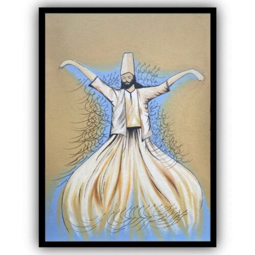 Authentic Sufi Art Oil Painting Sema Dancing – Original Canvas Masterpiece