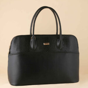 Bauletto Leather Handbag with Large Capacity in Black