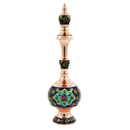 Decorative Copper Bottle Persian Minakari with Floral Design