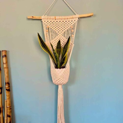 Handmade Cotton Macramé Wall Hanging Tapestry with Vase, Boho Wall Decor for Home