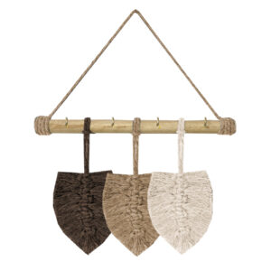 Decorative & Handcrafted Macrame Wall Key Holder with Leaf Design