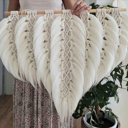 Handmade Cotton Macramé Wall Hanging Tapestry, Boho Nature Wall Decor
