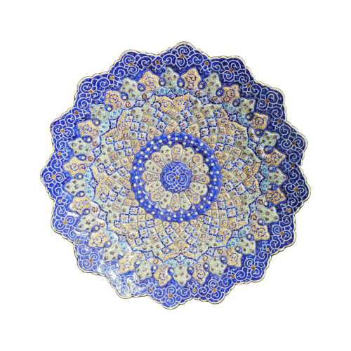 Hand-Painted Persian Minakari Copper Decorative Display Plate, Traditional Enamelwork and Iranian Artistic Craft