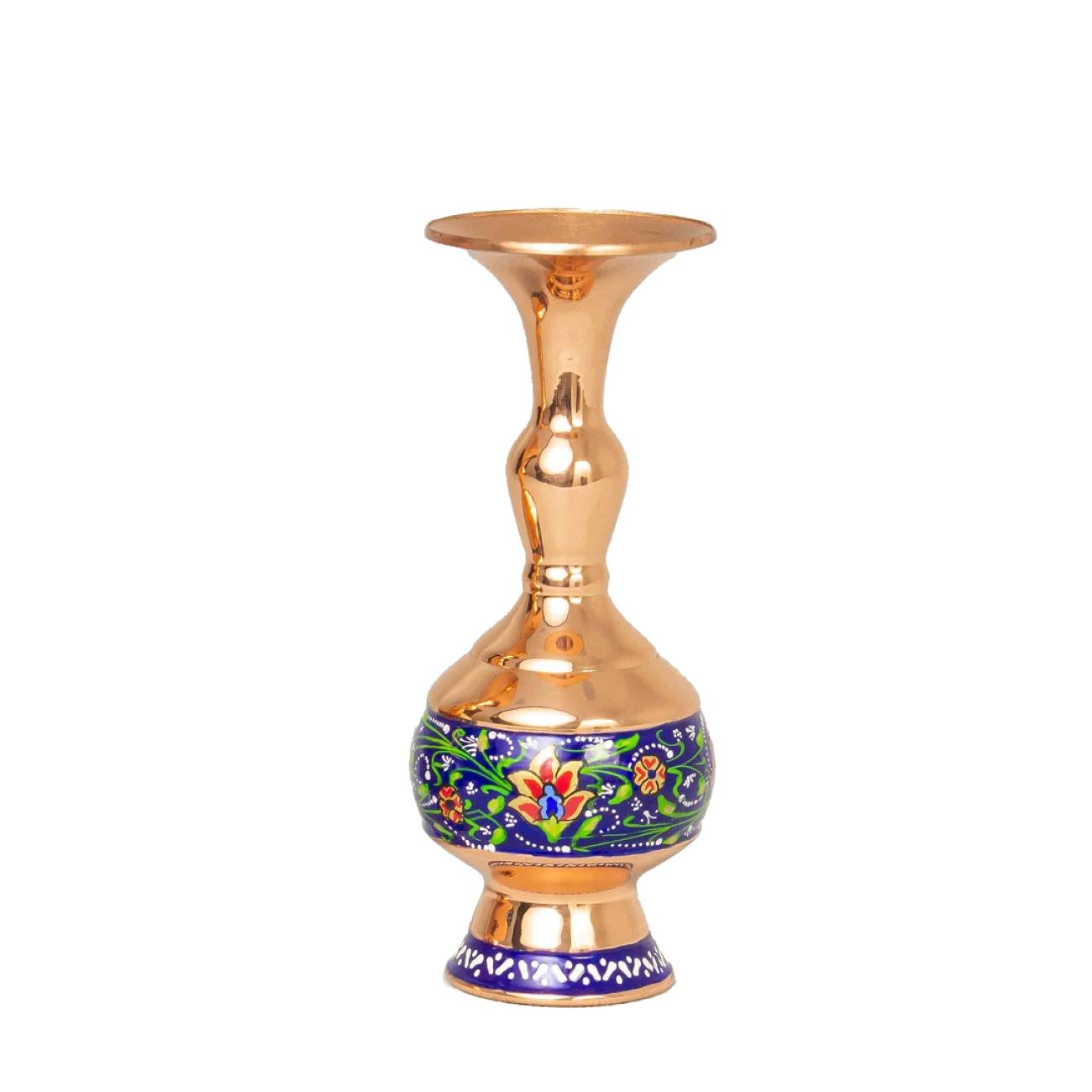 Decorative Persian Copper Vase, Handcrafted with an Elegant Floral Design, Perfect for Displaying Single Stems