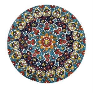 Decorative Pottery Plate In Persian Minakari Handmade Wall Art Floral
