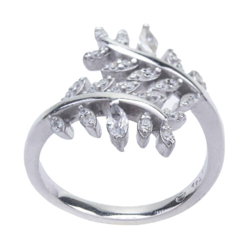 Amethyst Silver Gemstone Ring for Women – Leaf Design, Delicate Bohemian Style