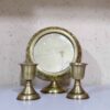 Elegant Persian Brass Mirror Frame Candlesticks Set