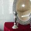 Engraved Persian Copper Mirror Frame Candlesticks Set