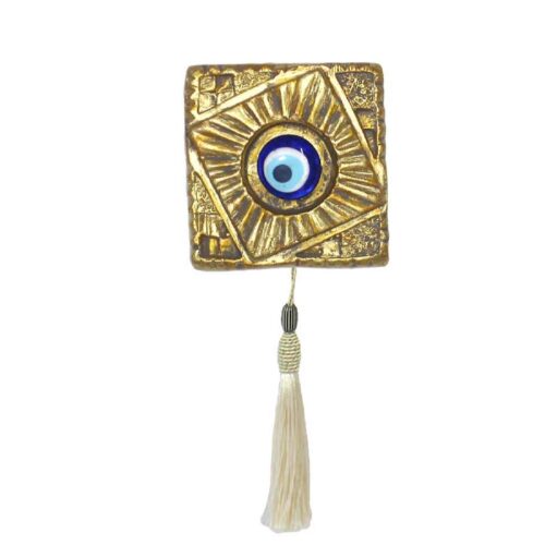 Persian Pottery Wall Art with Traditional Evil Eye Amulet Design