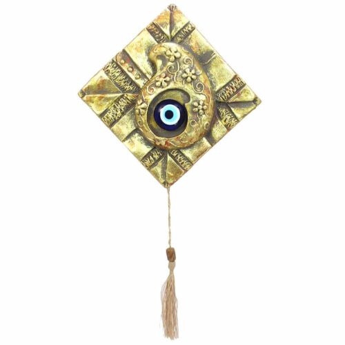 Iranian Pottery Wall Decor with Traditional Evil Eye Amulet Design
