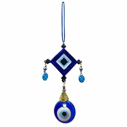 Traditional Persian Textile Wall Hanging with Evil Eye Amulet Design