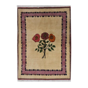 Hand-Knotted Persian Tribal Rug (All-over Floral / Gul Farang) – Light Brown Wool