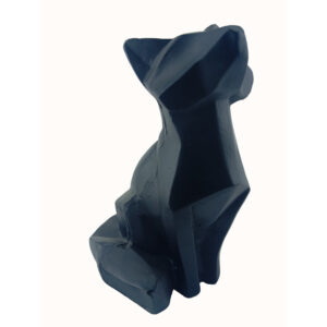 Geometric Sitting Black Fox Cubism Figurine – Modern Sculpture
