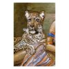 Hand-Knotted Persian Silk Pictorial Rug from Tabriz Egyptian Woman & Tiger