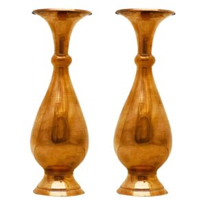 Set of Two Handcrafted Decorative Persian Copper Vases, Featuring a Hammered Finish in the Ladarius Model