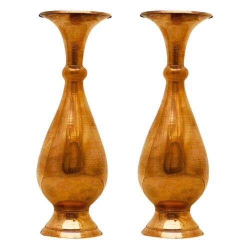 Set of Two Handcrafted Decorative Persian Copper Vases, Featuring a Hammered Finish in the Ladarius Model