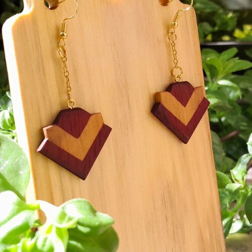 Handcrafted Wooden Earrings Made from Rosewood & Boxwood