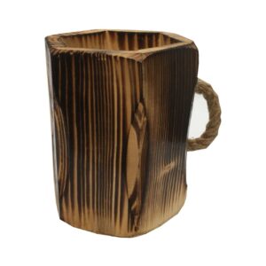 Handcrafted Wooden Makeup Brush Holder with Artistic Design and Handle
