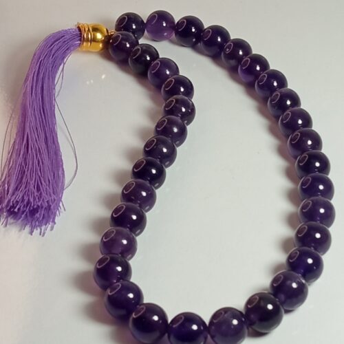 Islamic Amethyst Rosary Crafted with 33 Prayer Beads Tasbih Misbaha