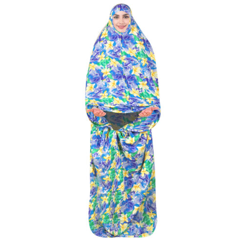 Floral Namaz Chador with Sleeves for Women, Full-Coverage Prayer Wear