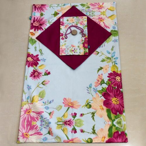 Islamic Velvet Thin Prayer Mat Janamaz Sajadah with Floral Design