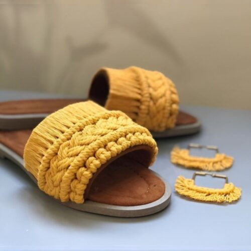 Macramé Boho Chic Slippers for Women Model Sepideh