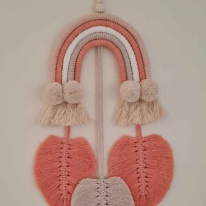 Macrame Wall Hanging Tapestry Art with Rainbow Design