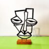 Minimalist Art Sculpture Metal Cubism Face
