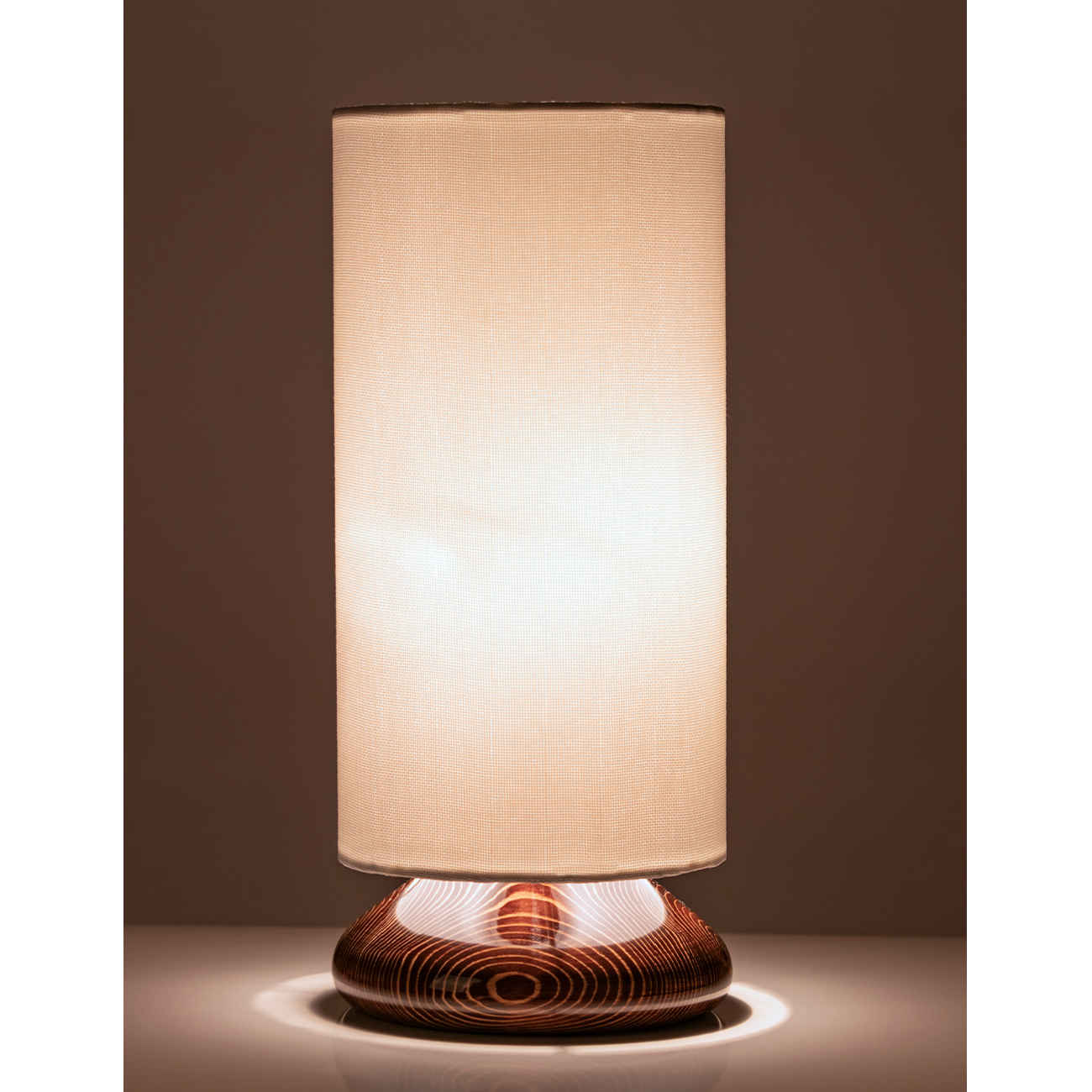 Minimalist Cylindrical Wooden Table Lamp – White Shade Accent Light