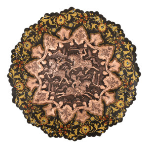 Persian Decorative Copper Engraved Wall Plate Traditional in Chogan Design