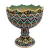 Persian Footed Pottery Sugar Bowl in Minakari Enameled