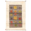 Genuine Handwoven Persian Kheshti Gabbeh Rug - Geometric Cream Wool