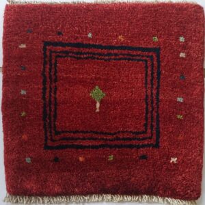 Handwoven Persian Geometric Minimalist Gabbeh Rug in Maroon – Wool