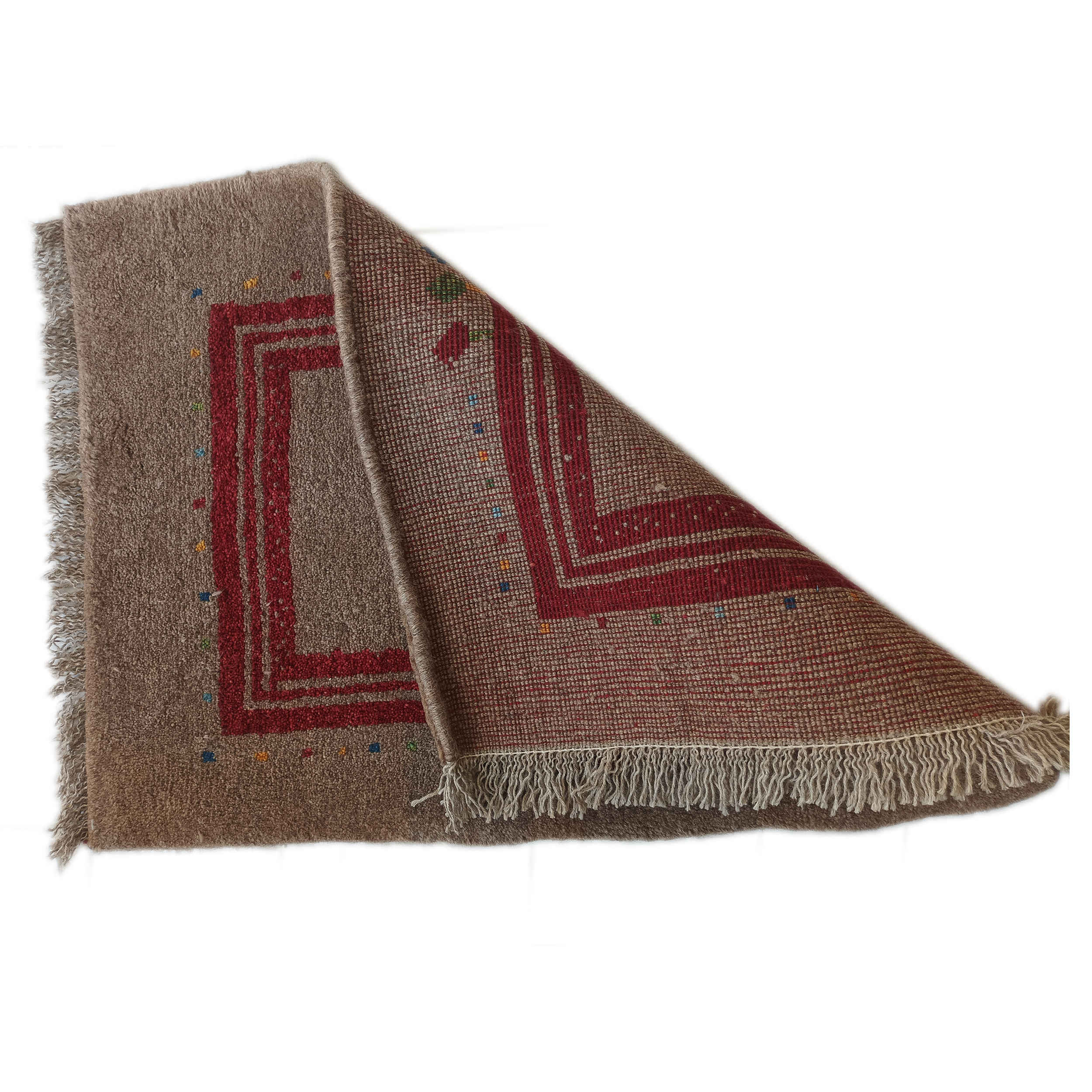 Handwoven Persian Minimalist Gabbeh Rug – Bordered Brown Wool Blend