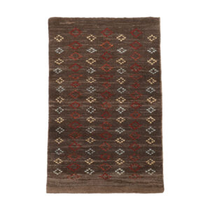 Original Handwoven Persian Kheshti Gabbeh Rug – Geometric Brown Wool