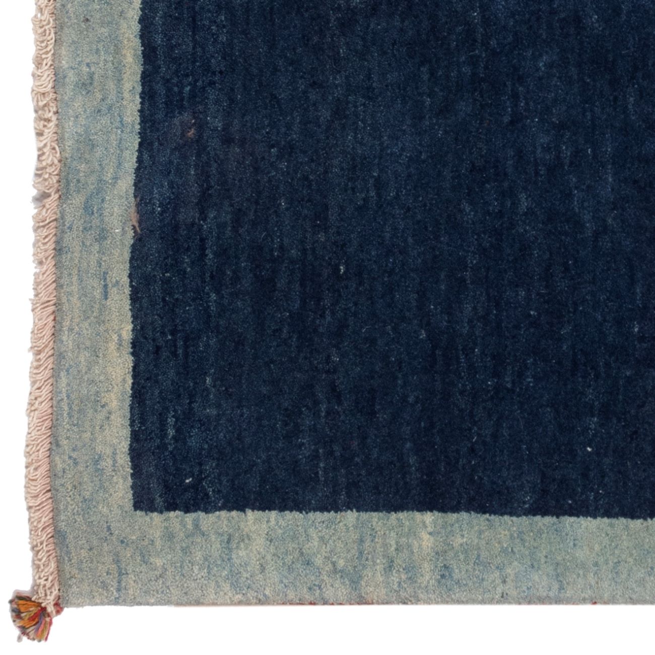 Handwoven Persian Minimalist Gabbeh Runner Rug – Bordered Navy Blue Wool